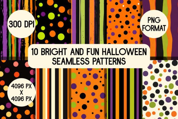 10 Bright Halloween Seamless Patterns