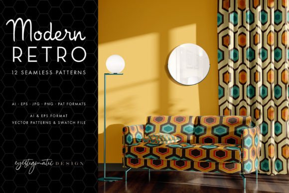 12 Seamless Modern Retro Patterns