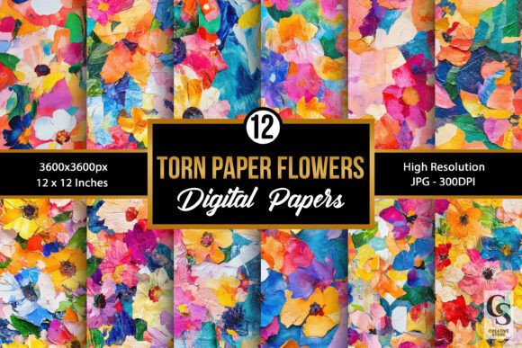 Abstract Torn Paper Flowers Patterns
