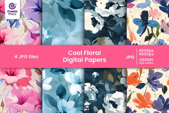 Cool Floral Patterns Flower Papers Set