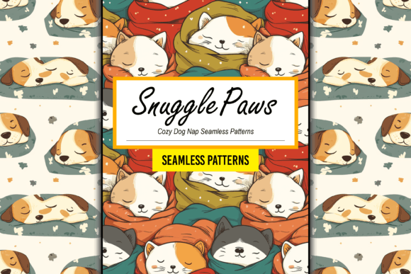 Cozy Dog Nap Seamless Patterns Artwork