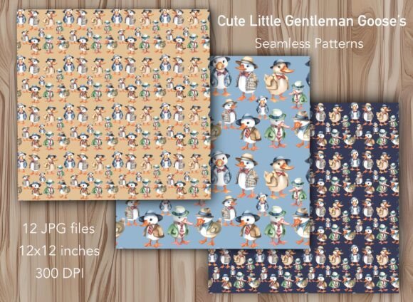 Cute Little Gentleman Goose Patterns for Creatives