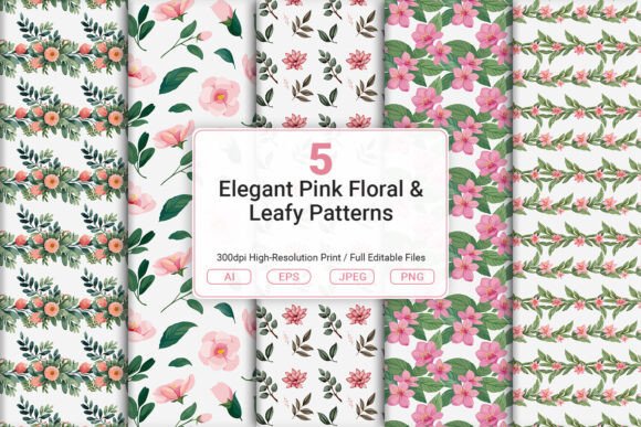 Elegant Pink Floral Leafy Patterns
