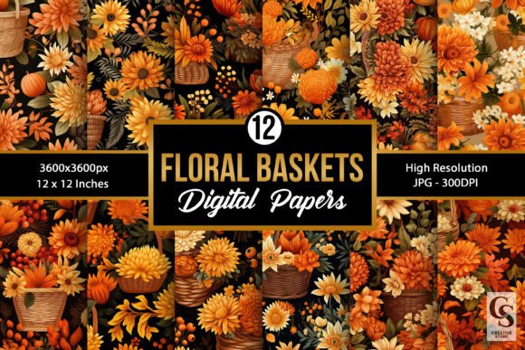 Embrace Autumn with Fall Floral Baskets Seamless Patterns