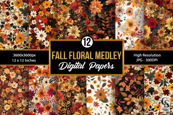 Fall Floral Medley Seamless Patterns