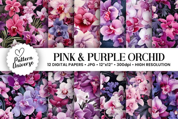 Pink Purple Orchid Flower Patterns