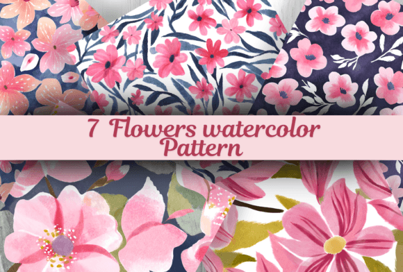 Pink Watercolor Flowers Patterns for Creative Projects