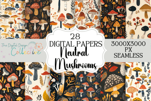 Seamless Neutral Mushroom Patterns: A Versatile Asset for Modern Creators