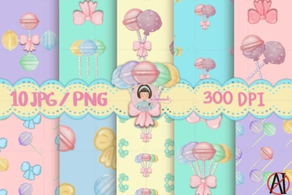 Seamless Patterns of Candies and Lollipops for Creative Projects