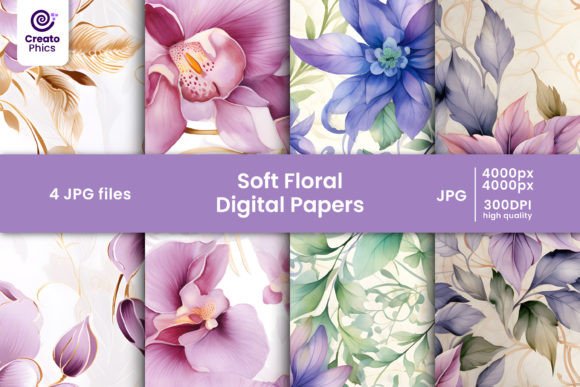 Soft Floral Digital Papers and Patterns