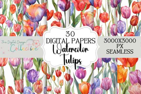 Vibrant Tulips Floral Seamless Patterns