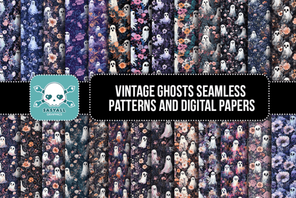 Vintage Ghosts Seamless Patterns for Creative Projects